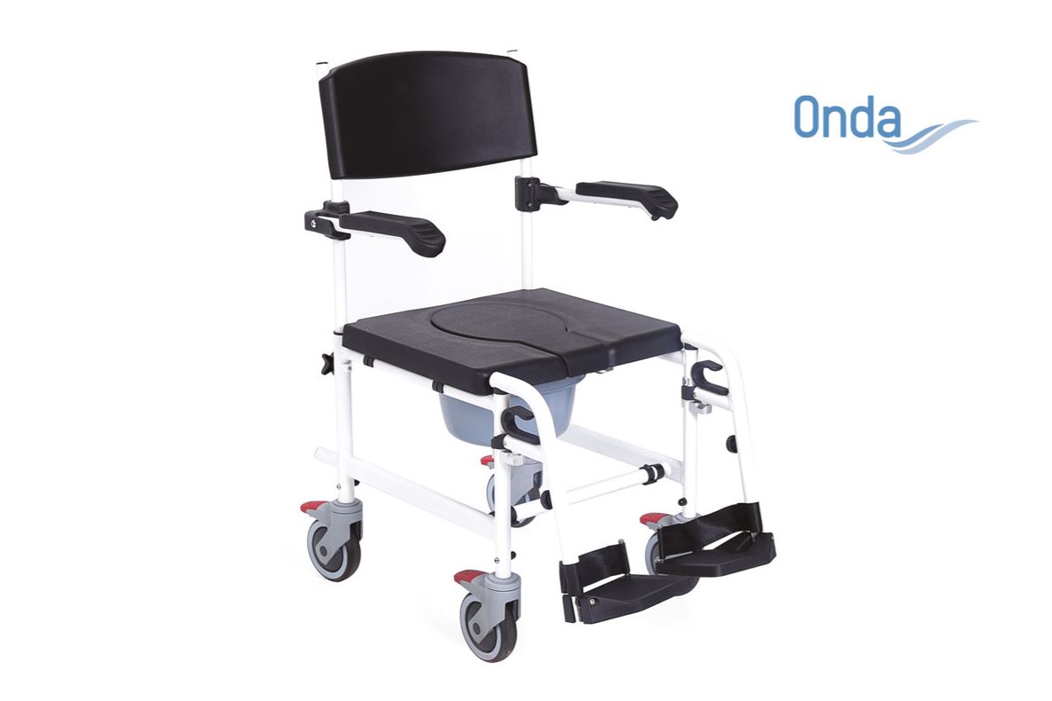 SEDIA COMODA PER WC E DOCCIA CON RUOTE DA 12,5 cm RS846